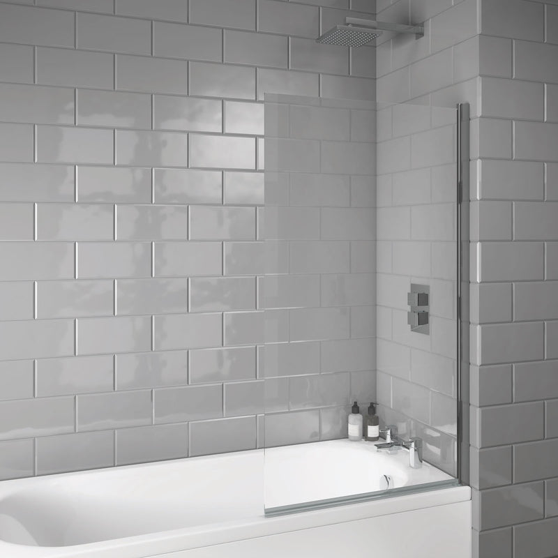 HB 800 x 1400 Square Straight Shower Bath Screen Chrome