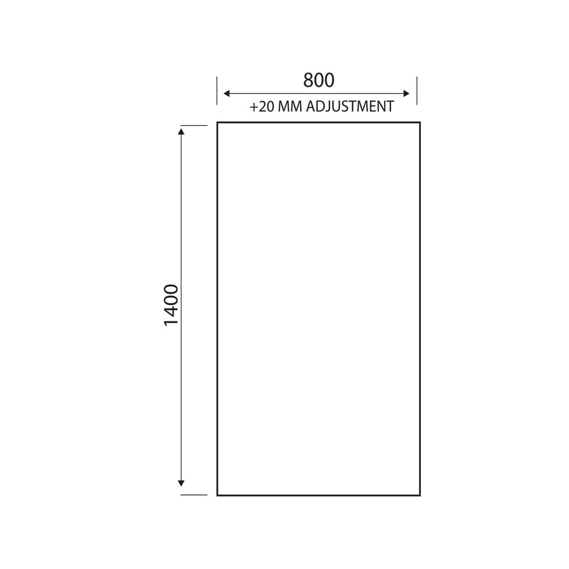HB 800 x 1400 Square Straight Shower Bath Screen Chrome