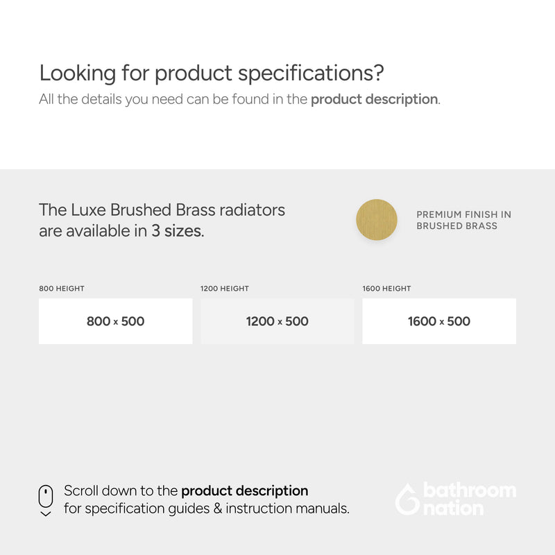 Banyetti Luxe Brushed Brass Flat Tube Towel Radiator - Various Sizes