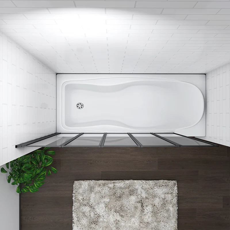 Linea 1200 x 1400mm Black 5-Fold Bath Shower Screen -Matt Black