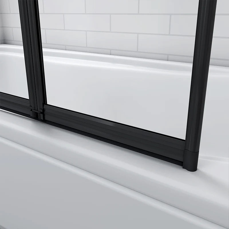 Linea 1200 x 1400mm Black 5-Fold Bath Shower Screen -Matt Black