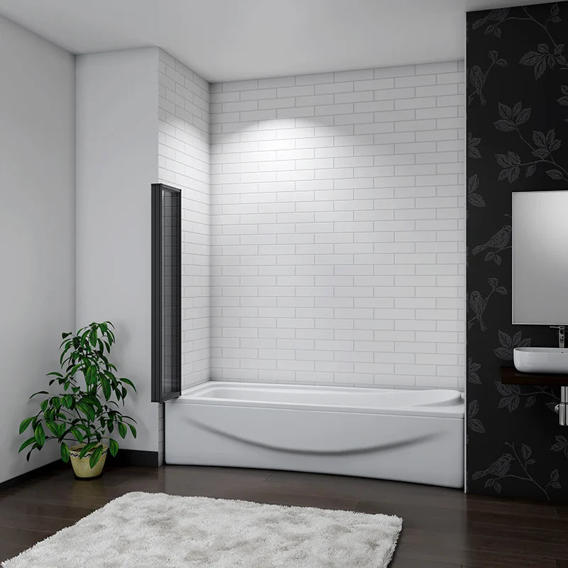 Linea 1200 x 1400mm Black 5-Fold Bath Shower Screen -Matt Black