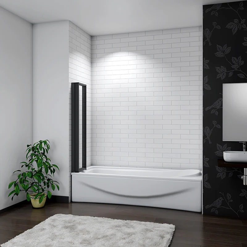 Linea 1200 x 1400mm Black 5-Fold Bath Shower Screen -Matt Black