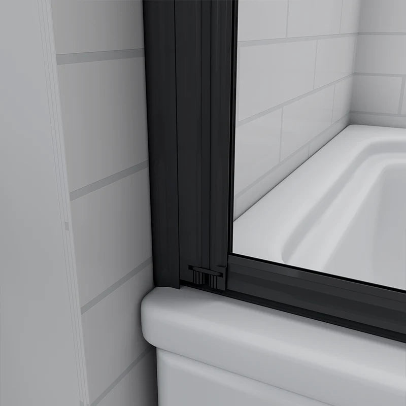 Linea 1200 x 1400mm Black 5-Fold Bath Shower Screen -Matt Black