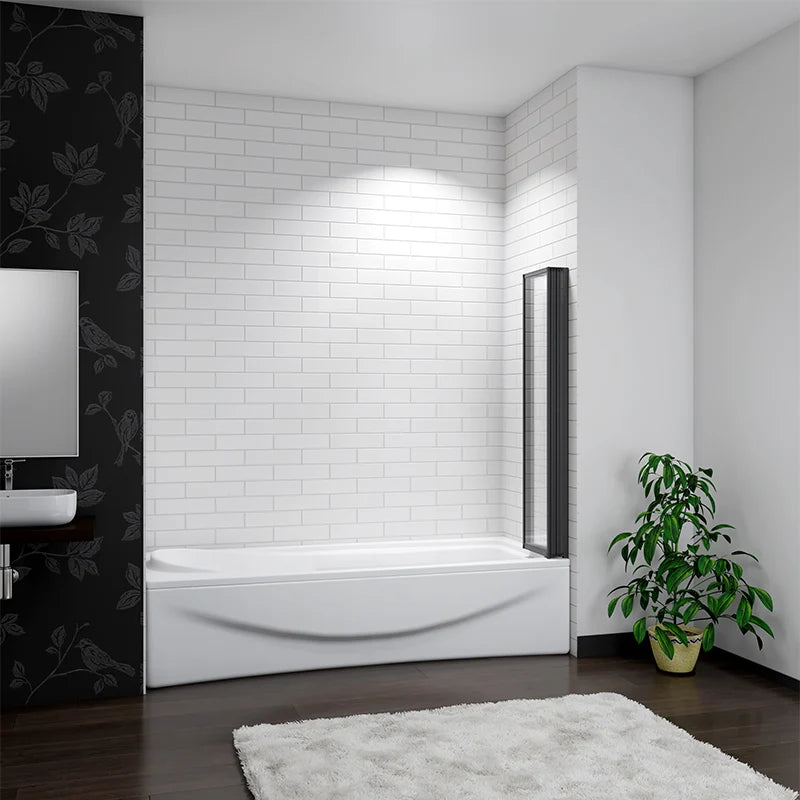 Linea 900 x 1400mm Black 4-Fold Bath Shower Screen