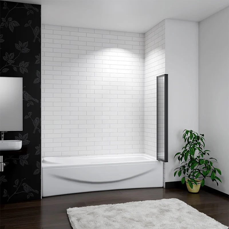 Linea 900 x 1400mm Black 4-Fold Bath Shower Screen