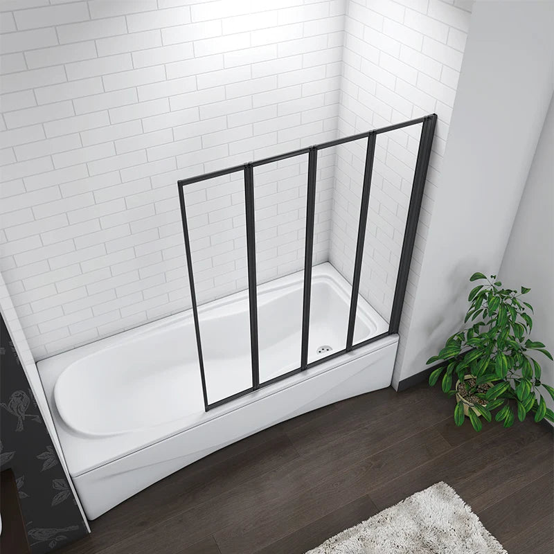 Linea 900 x 1400mm Black 4-Fold Bath Shower Screen