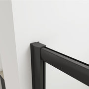 Linea black framed sliding shower door available in multiple sizes with Easy Clean 8mm glass