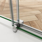 Linea chrome frameless sliding shower door available in multiple sizes for UK bathrooms
