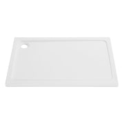 Kartell KVIT low profile stone resin rectangle shower tray in white with slim 45mm profile and fast flow waste included
