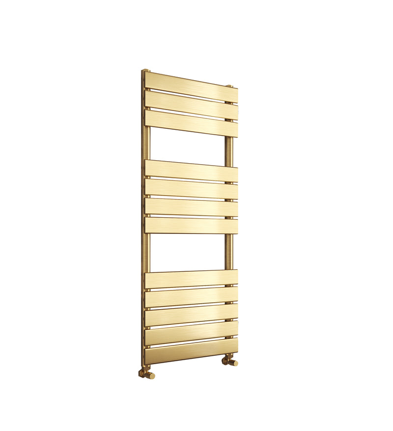 Banyetti Luxe Brushed Brass Flat Tube Towel Radiator - Various Sizes