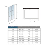 Black framed grid shower panel with EasyClean tempered clear glass and modern styling