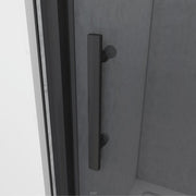 Luxury matt black sliding shower enclosure with 8mm smoked safety glass for stylish bathrooms