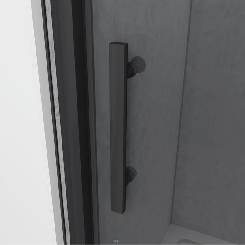 Luxury matt black sliding shower enclosure with 8mm smoked safety glass for stylish bathrooms
