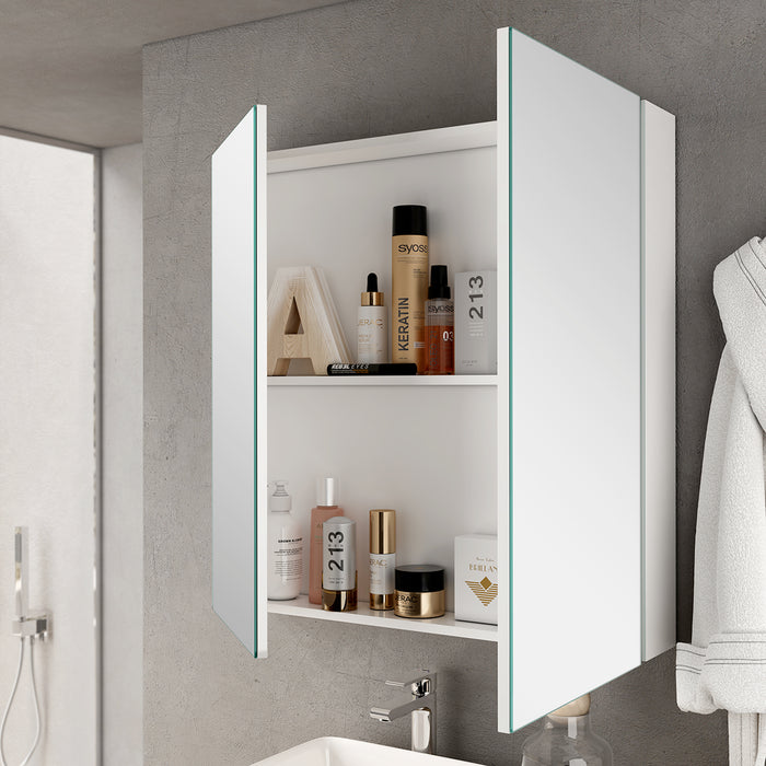 Banyetti Lavio 800mm 2 Door Mirror Cabinet - Gloss White