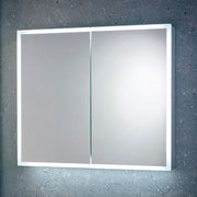 LED mirror cabinet with demister pad & shaver socket – front view of HB Mia LED double‑door mirror cabinet 800 × 700 mm