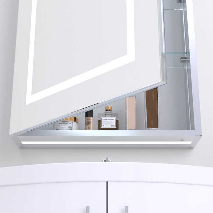 Kartell KVIT Frame 700 x 500 LED Mirror Cabinet with Sensor, Antifog Demister, Charging Socket & Glass Shelves