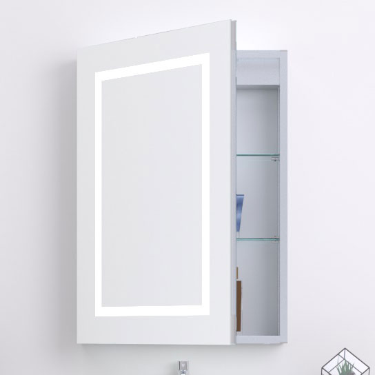 Kartell KVIT Frame 700 x 500 LED Mirror Cabinet with Sensor, Antifog Demister, Charging Socket & Glass Shelves