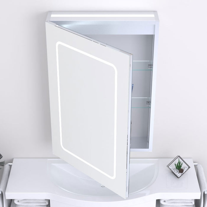 Kartell KVIT Fine 700 x 500 LED Mirror Cabinet with Sensor, Antifog Demister, Charging Socket & Glass Shelves