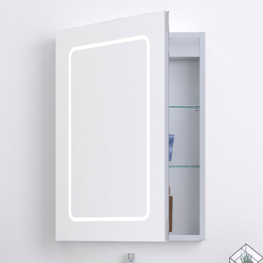 Kartell KVIT Fine 700 x 500 LED Mirror Cabinet with Sensor, Antifog Demister, Charging Socket & Glass Shelves