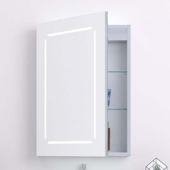 Kartell KVIT Link 700 x 500 LED Mirror Cabinet with Sensor, Antifog Demister, Charging Socket & Glass Shelves