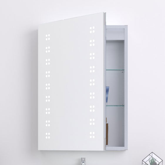 Kartell KVIT Kandy 700 x 500 LED Mirror Cabinet with Sensor, Antifog Demister, Charging Socket & Glass Shelves