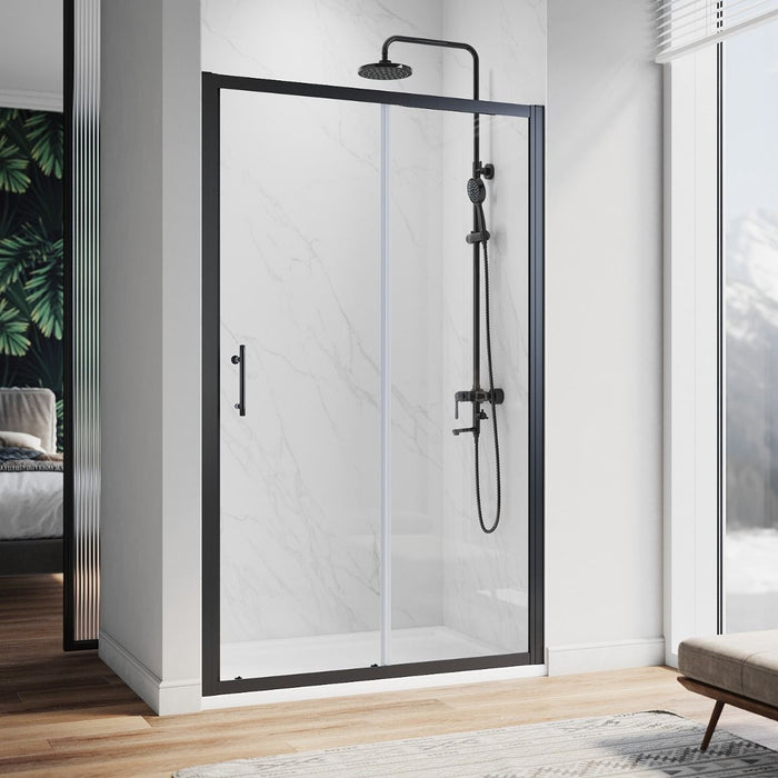 Linea Noir 1100 Sliding Shower Door 5mm Clear Glass  - Matt Black