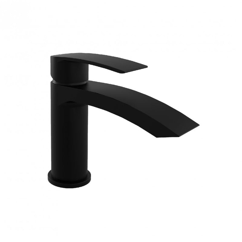 KV Nero Curve Mini Mono Basin Mixer with Click Waste - Matt Black