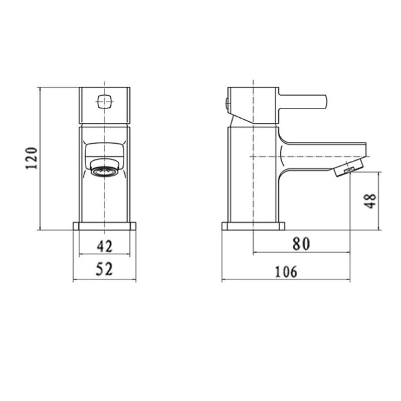 KV Mode Mini Mono Basin Mixer with Click Waste - Chrome