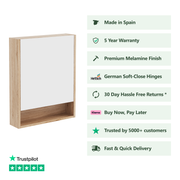 600mm x 750mm x 145mm / Natural Oak