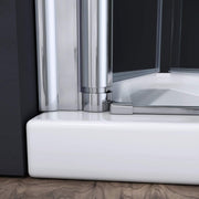 Modern bathroom featuring a chrome frameless bifold shower door