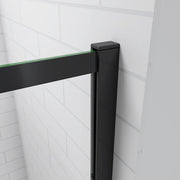 Installed Linea black framed walk-in wetroom screen in a contemporary bathroom