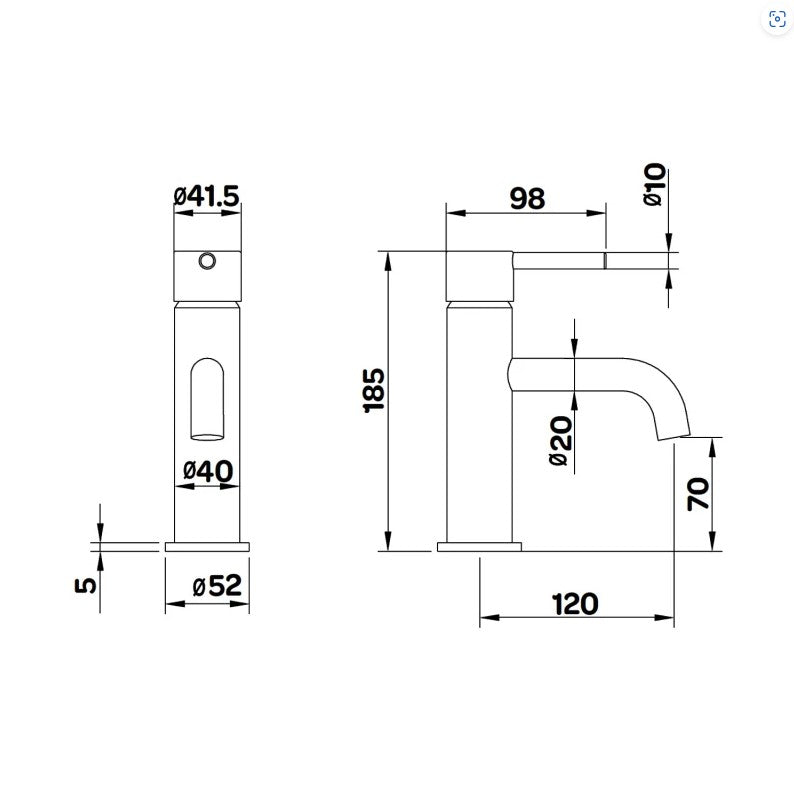KV Ottone Mono Basin Mixer - Brushed Brass