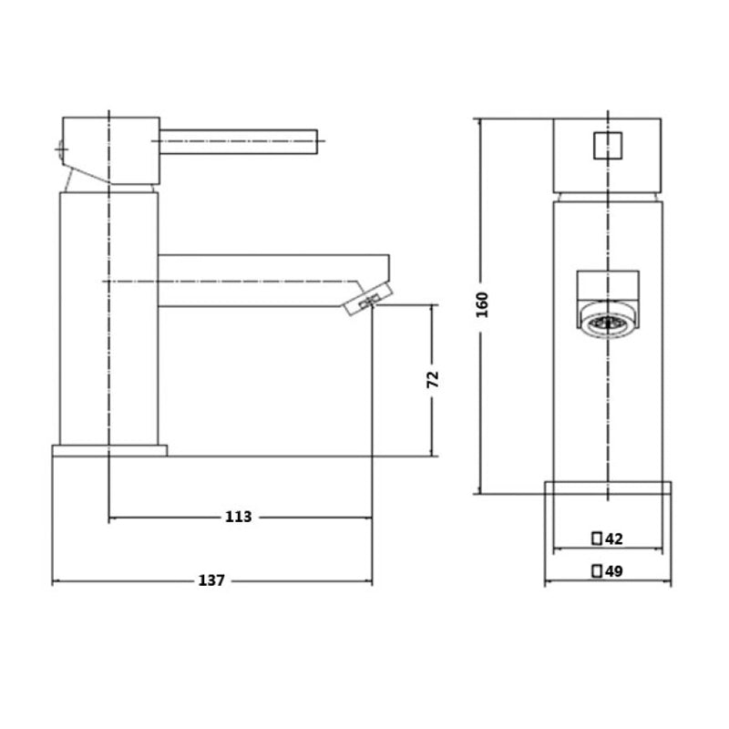 KV Pure Mono Basin Mixer with Click Waste - Chrome