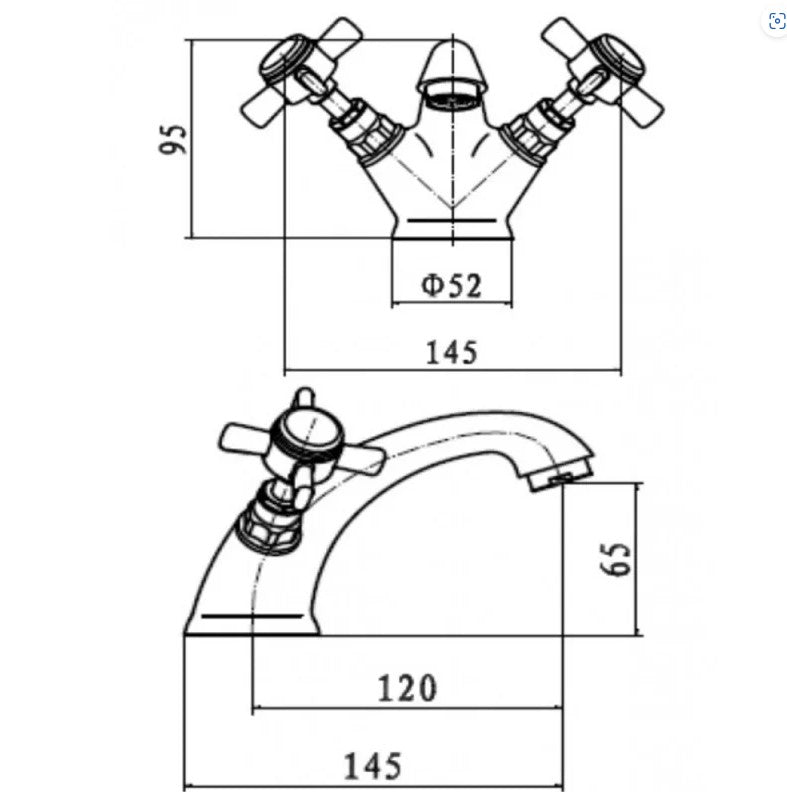 KV Klassique Mono Basin Mixer with Click Waste - Chrome