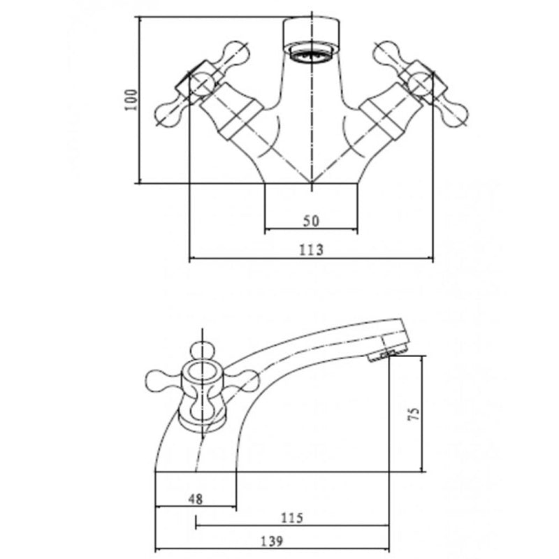KV Viktory Mono Basin Mixer with Click Waste - Chrome