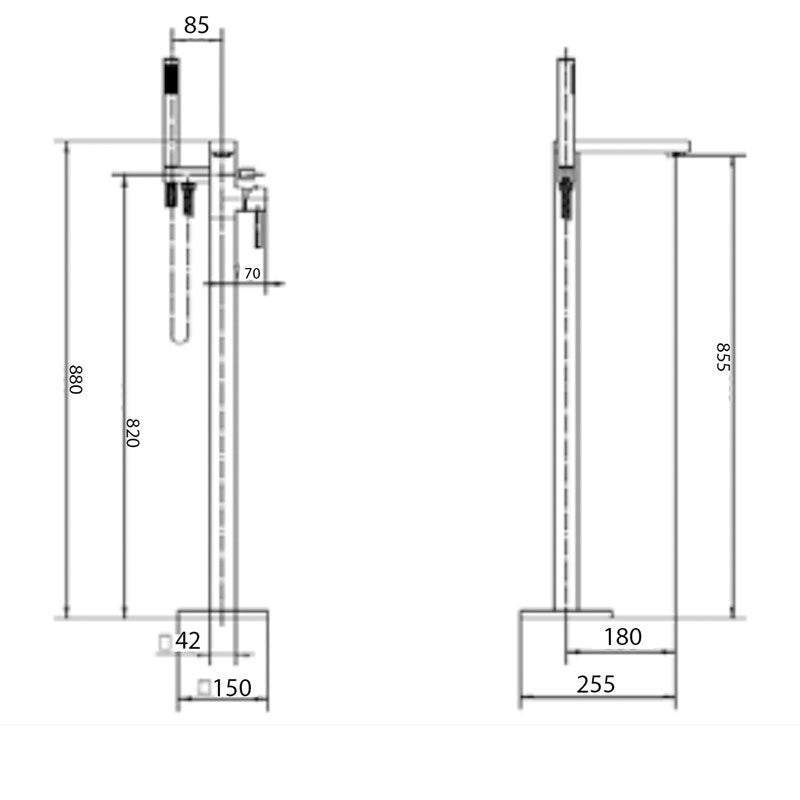 KV Pure Freestanding Bath Shower Mixer - Chrome