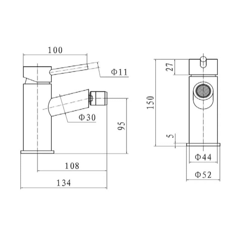 KV Plan Mono Bidet Mixer - Chrome