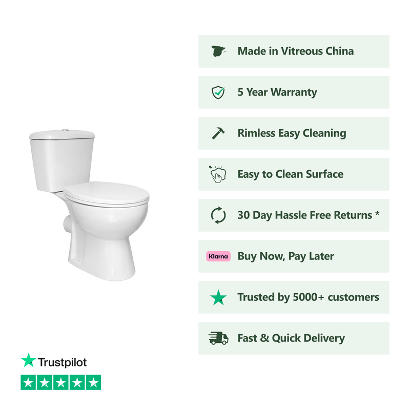 Banyetti Monte Proton Open Back Close Coupled Toilet with Soft Close Seat
