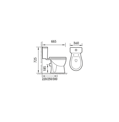 Banyetti Monte Open Back Close Coupled Toilet with Soft Close Seat