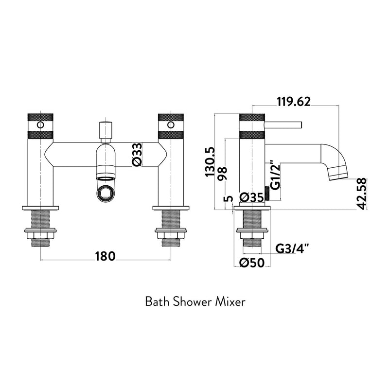 HB Core Deck Mounted Bath Shower Mixer - Select Colour