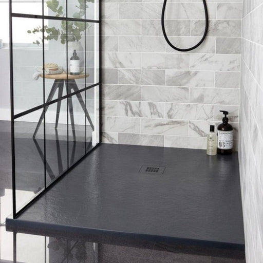 KVIT Natural graphite grey stone effect rectangular shower tray