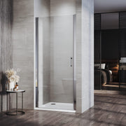 Linea chrome frameless pivot shower doors UK with 6mm clear tempered safety glass
