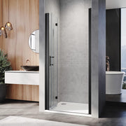 Premium black frameless bifold shower door with 5mm clear glass