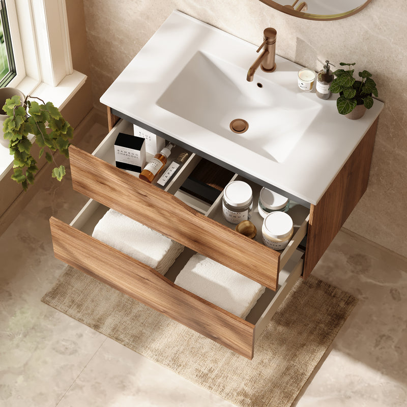 Banyetti Riva Wall Hung Vanity Unit with Lira Basin - 800mm Java Oak