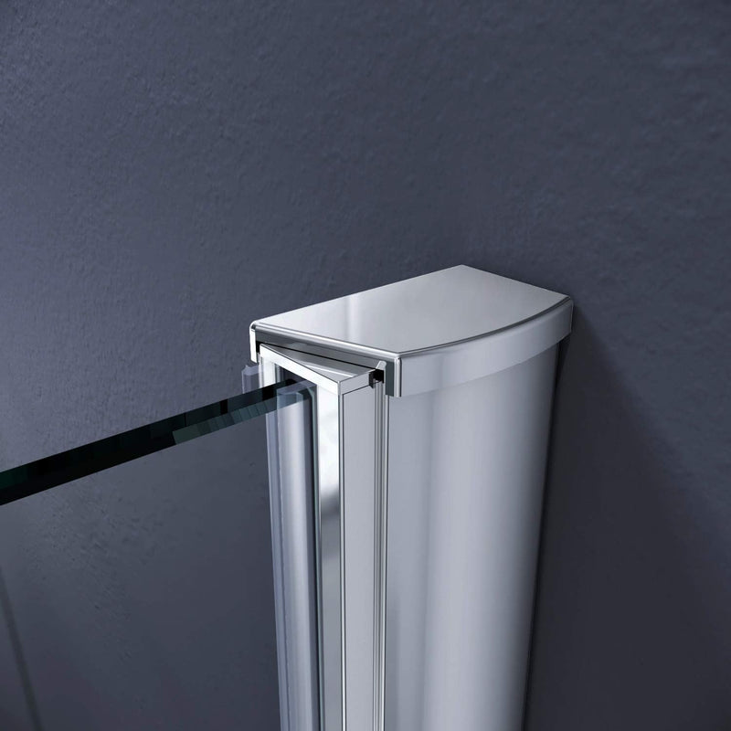 Reversible frameless bifold shower door for left or right-hand installation