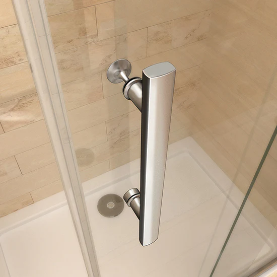 Reversible chrome bifold shower door suitable for left or right-hand installation