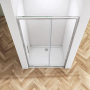 Reversible chrome sliding shower door for left or right-hand installation
