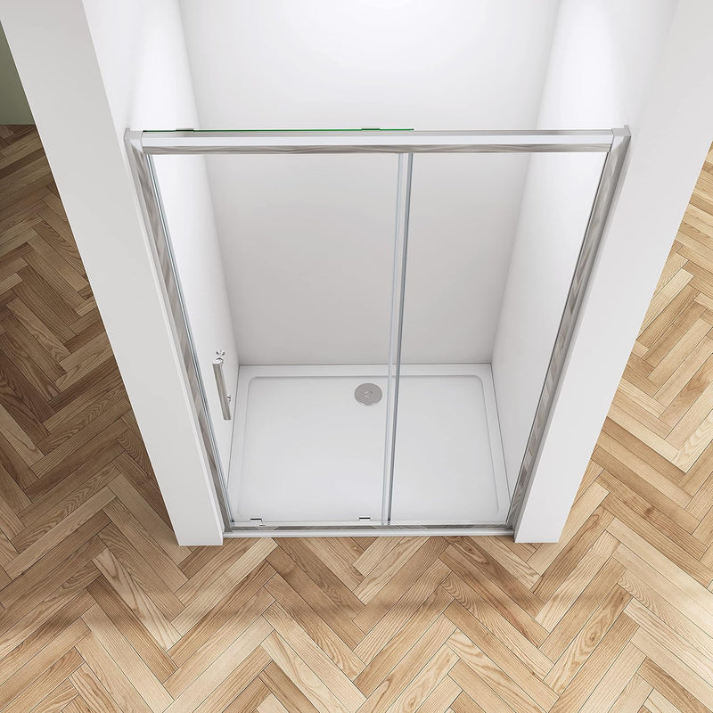Reversible chrome sliding shower door for left or right-hand installation
