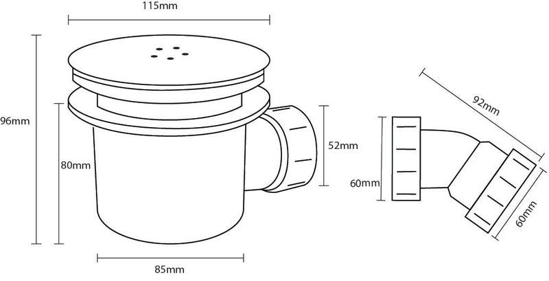 HB 90mm Fast Flow Shower Tray Waste - Select Colour
